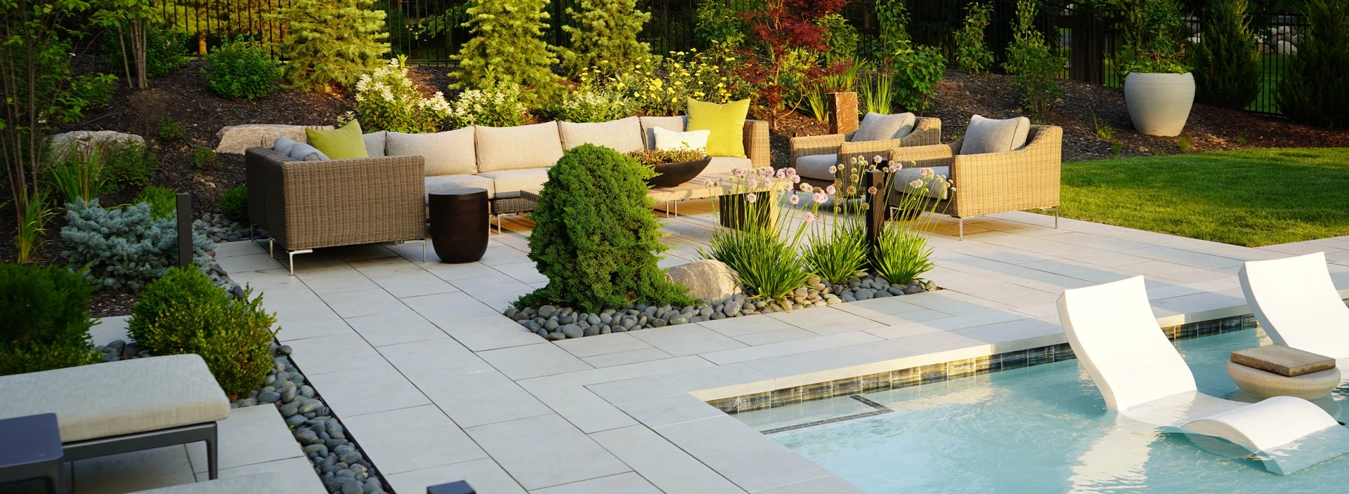 Luxury landscaped outdoor living area
