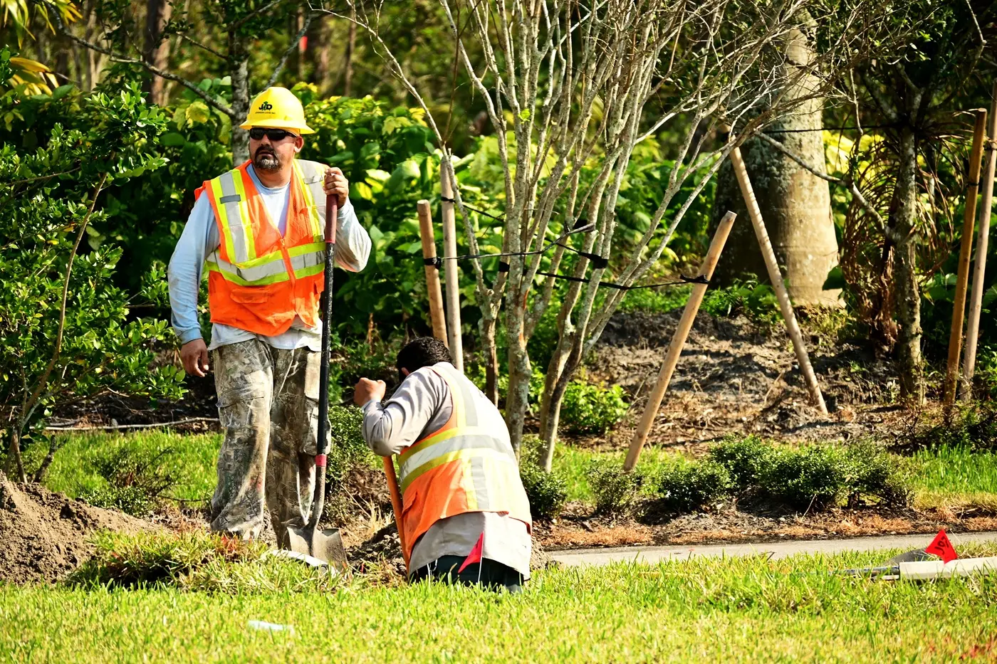 Landscape installation underway at a residential property